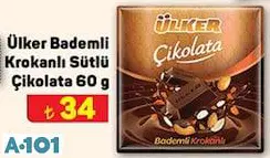 ÜLKER BADEMLİ KROKANLI SÜTLÜ ÇİKOLATA 60 G